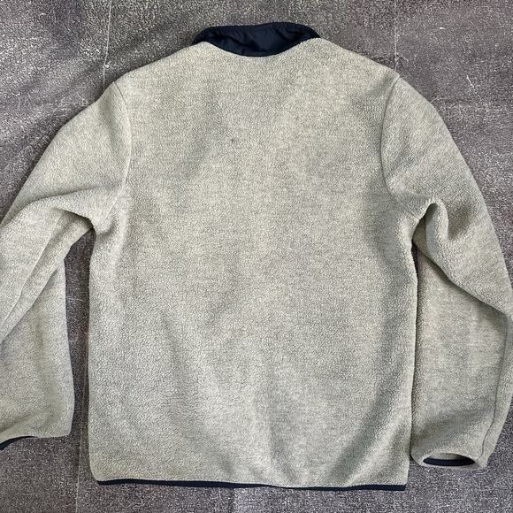 Men's Patagonia Oatmeal Heather Navy Blue Synchilla Fleece Zip Up Jacket Sz S - Picture 4 of 4